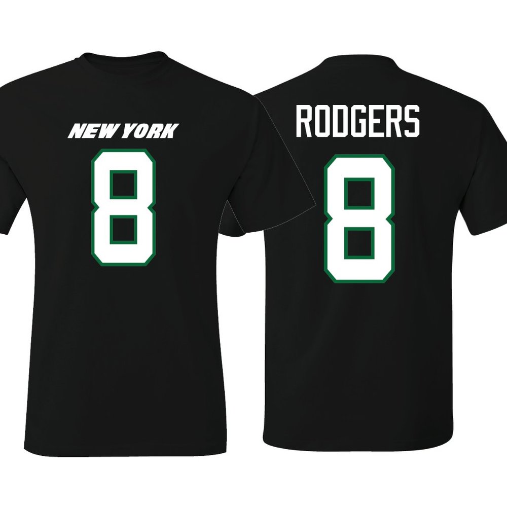 Jets Aaron Rodgers Black Jersey T-Shirt